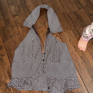 Hollister Black and White Checkered Blouse